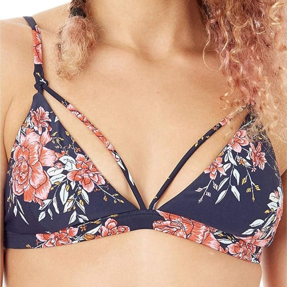 Billabong Deep Sea Blue Let It Bloom Triangle Womens Bikini Top